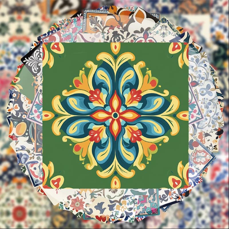 50 pezzi di adesivi floreali vintage, adatti per bottiglie d'acqua, laptop, decorazioni per telefoni, valigie, skateboard, chitarre, scatole regalo, decorazioni per feste, regali per le vacanze