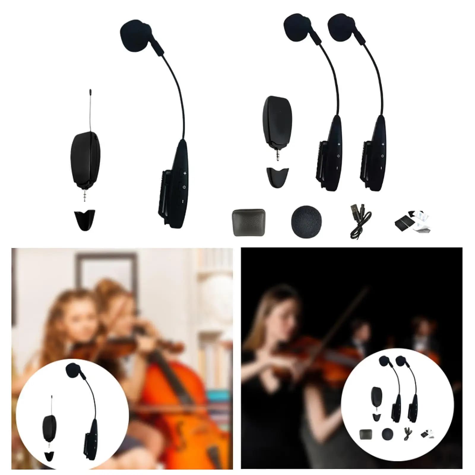 Sistema Ricevitore e Trasmettitore Microfonico Gooseneck Plug and Play per Performance, Banjo, Spettacoli Teatrali, Ukulele, Erhu