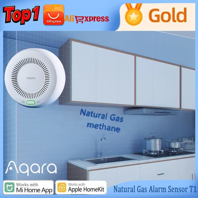Aqara Zigbee Rilevatore di gas combustibile Sensore di allarme gas naturale da cucina T1 Funziona con l'APP Mi Home Homekit per il sistema di allarme domestico
