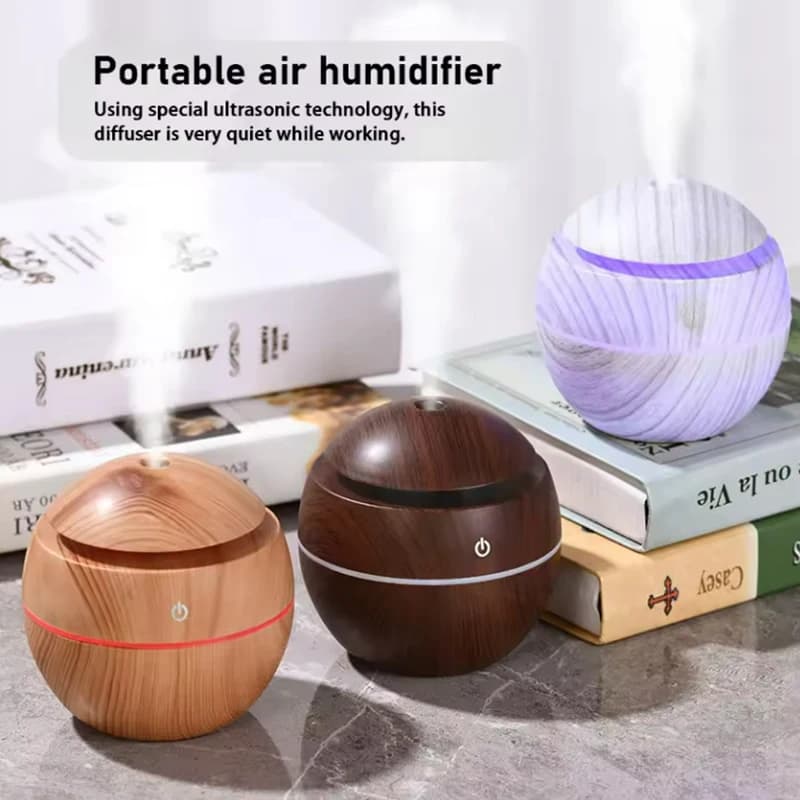Mini USB Ad Ultrasuoni Nebbia Fredda Spruzzatore Umidificatore Diffusore di Olio Essenziale Grano di Legno Elettrico Purificatore di Aroma per la Casa