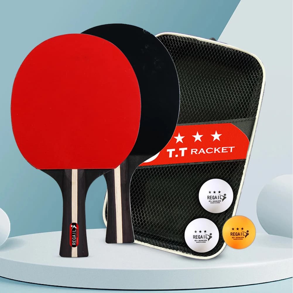 Professional Ping Pong Racket Set with 2 Rackets and 3 Balls, with Bag, for Beginners and Training