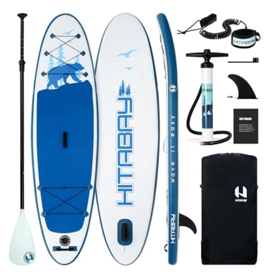 paddle board for outdoor water activities, durable PVC material, blue color, lightweight and stable design with wide non-slip d