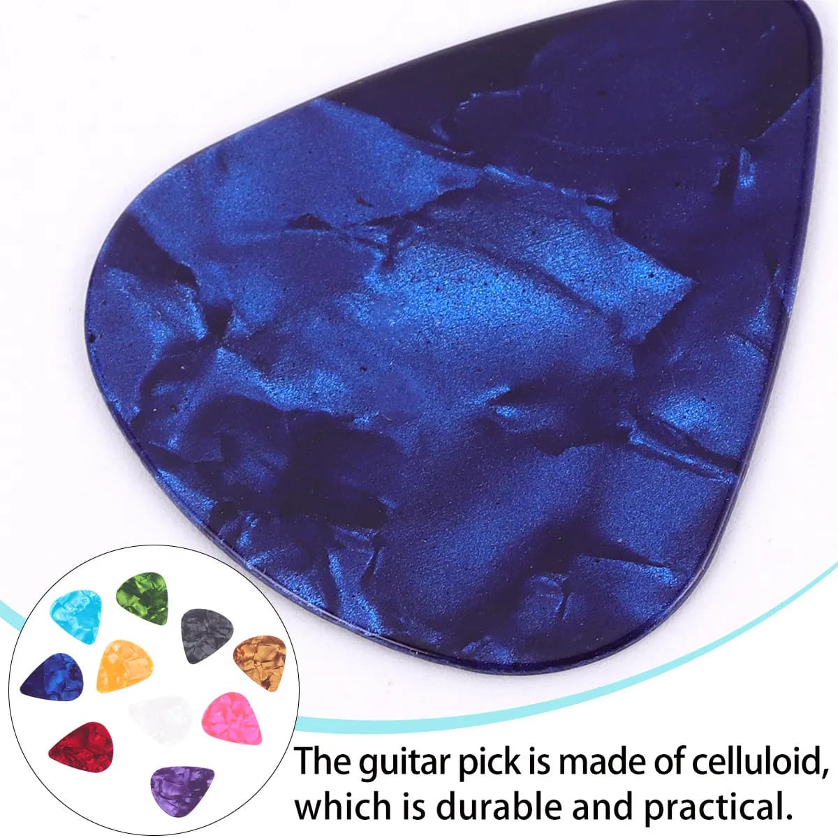 Set di 50 Plettri in Plastica per Strumenti, Materiale Celluloide, Design Ergonomico Largo per Chitarra, Plettri per Pollice e Indice