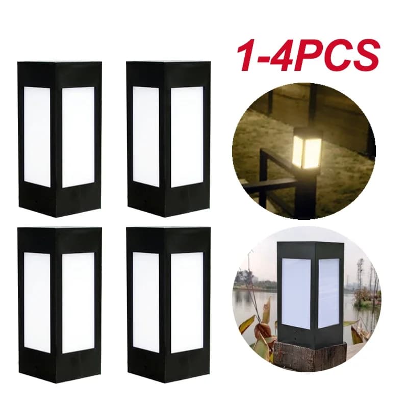 1-4PCS Solar Fence Pole LED Cap Light Waterproof Outdoor Garden Yard Pool Square Lights Garden Street Lamp Decor