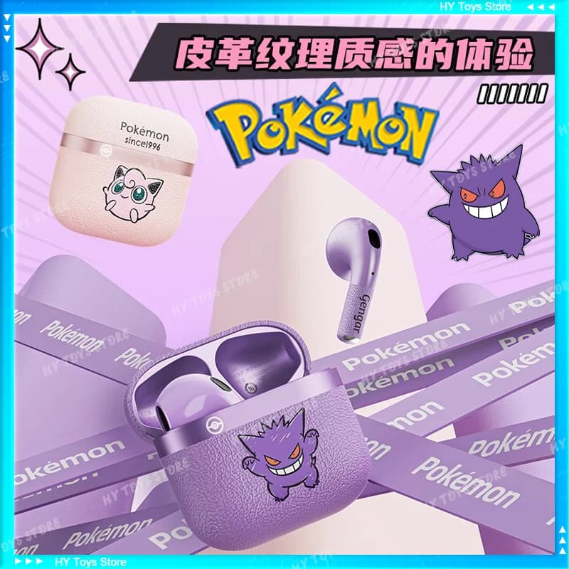 Pokemon Gengar D61 Bluetooth Headset HiFi Stereo Game Earphone Gengar Couple Wireless Sport Earbuds Anime Peripheral Gifts Toys
