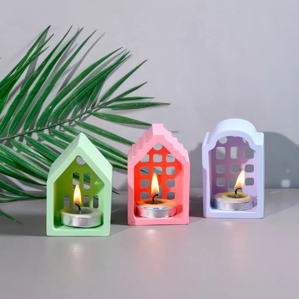 Four Houses Clay Silicone Molds DIY Home Decoration Aromatherapy House Gypsum Plaster Mould Craft Art Ornament Epoxy Resin Mold