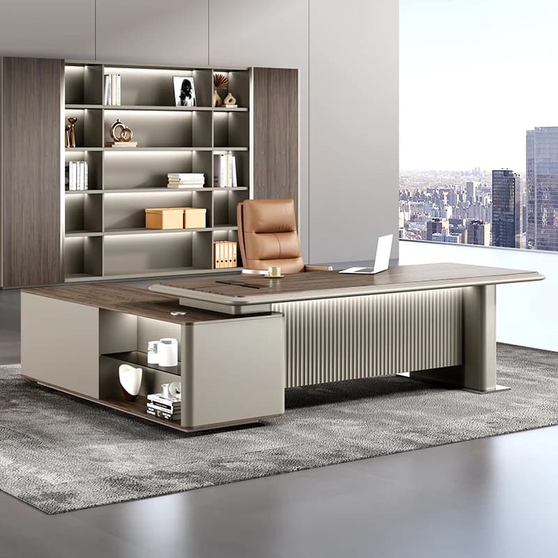 Tavolo Boss con lampada scrivania e sedia da ufficio per manager generale moderno e di lusso leggero di fascia alta