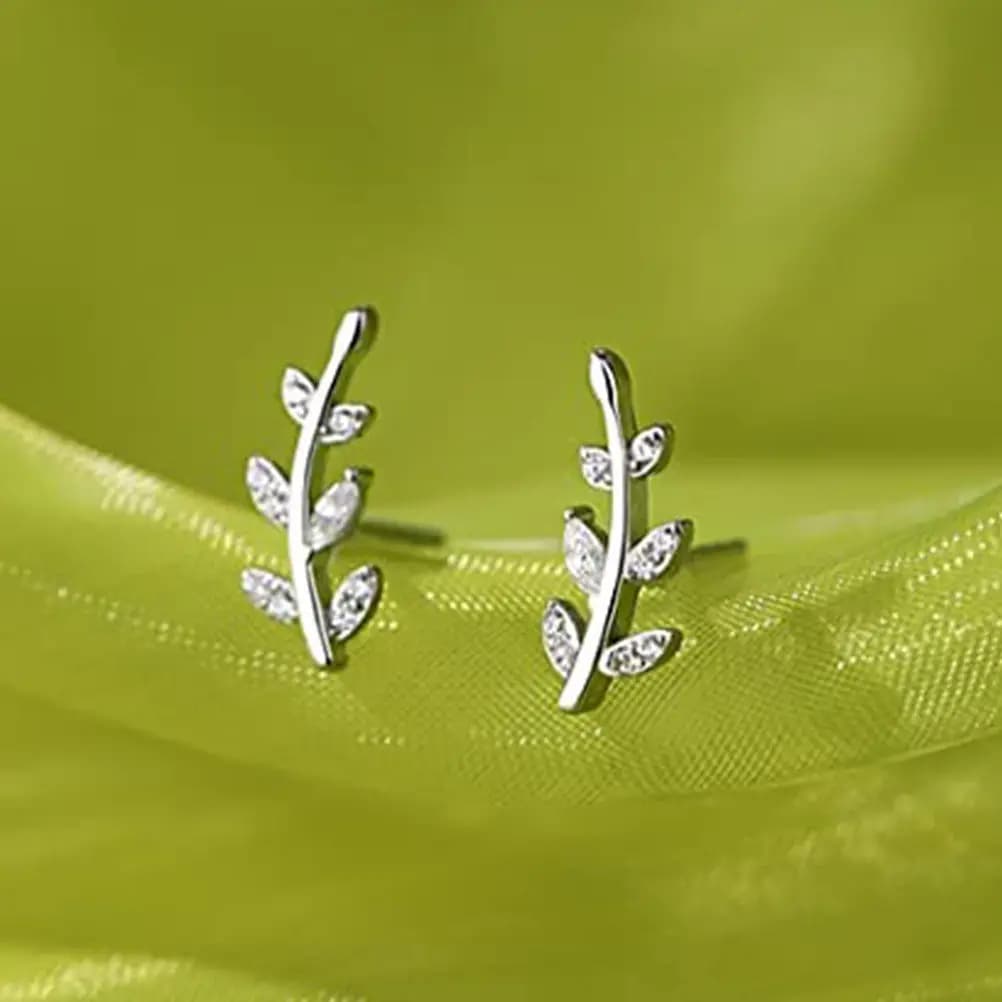 1 Paio di Orecchini a Perno con Foglia Piccola, Orecchini Pendenti in Argento 925 Leggeri, Resistenti e Comodi per Donne