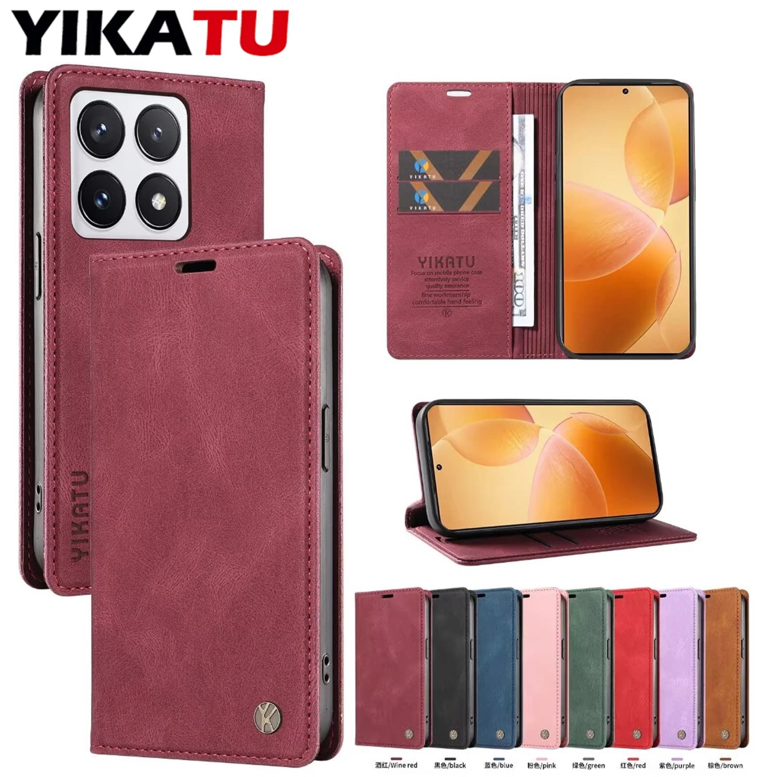 Custodia a Portafoglio con Porta Carte per Xiaomi Redmi 15C 15 5G 14C 4G 13X 13R 13C 13 12C 12 11A 10X 10C 10A 10 Prime 9T 9C 9A Turbo 4 Pro 3