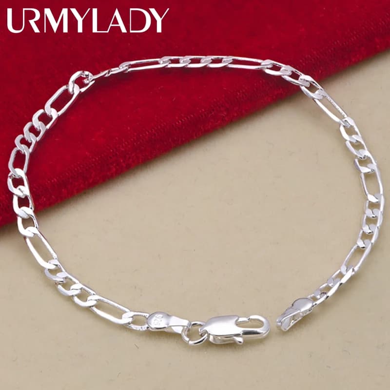 New Arrival Noble 925 Sterling Silver 4MM Chain Jewelry Set Bracelet & Necklace For Men Women Stackable Charms Chain Wedding Christmas Gift For Ladies