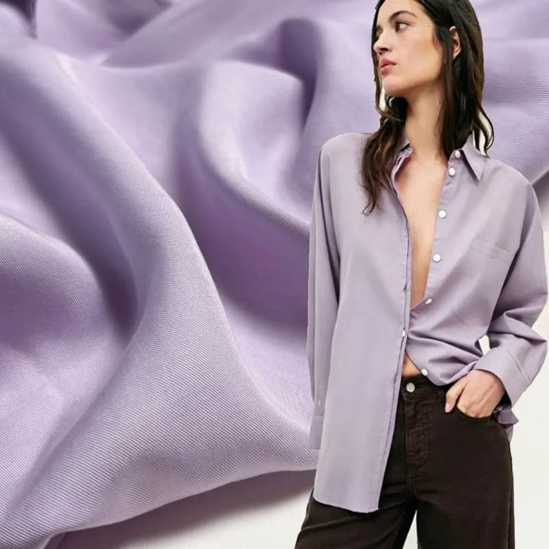 100 Percent Cotton Light Purple Twill Washed Soft Wrinkle Resistant Sheer Breathable Fabric Summer Shirt Dress DIY Home Material