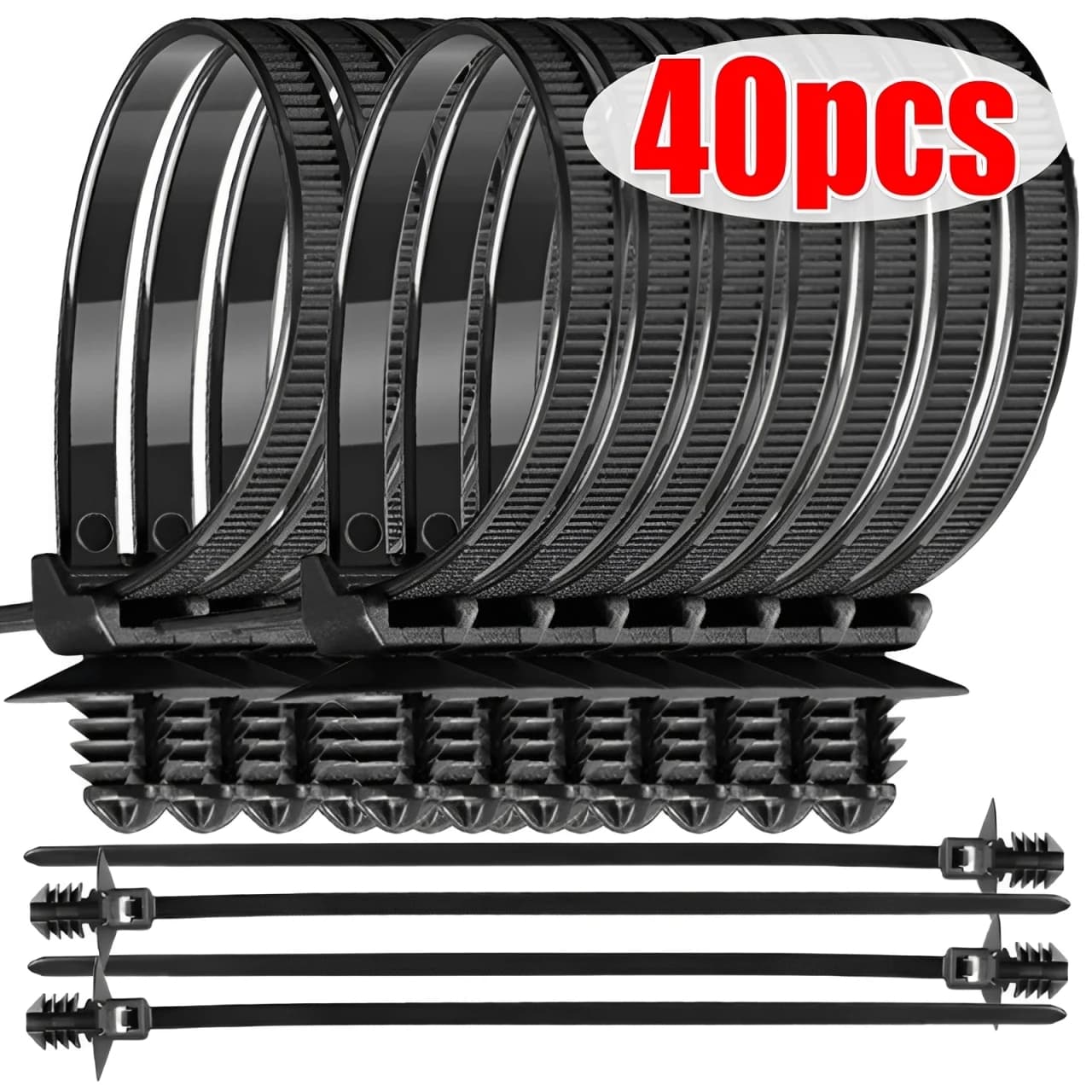 Clip Organize The Line Car Nylon Threaded Head Harness Cable Ties Multi-purpose Nylon Black Cable Thrust Auto Accessorie 1-40Pcs