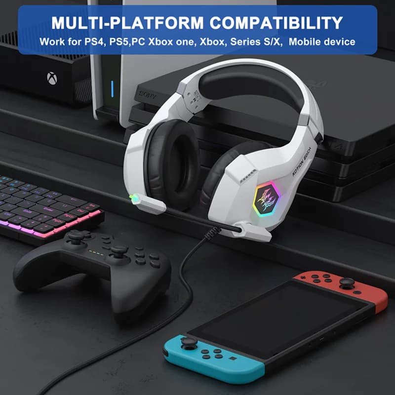 Gaming Headphones Wired Headphones with Microphone Stereo Headphones Deep Low for Computer Gamer Laptop Music Auricular Wired