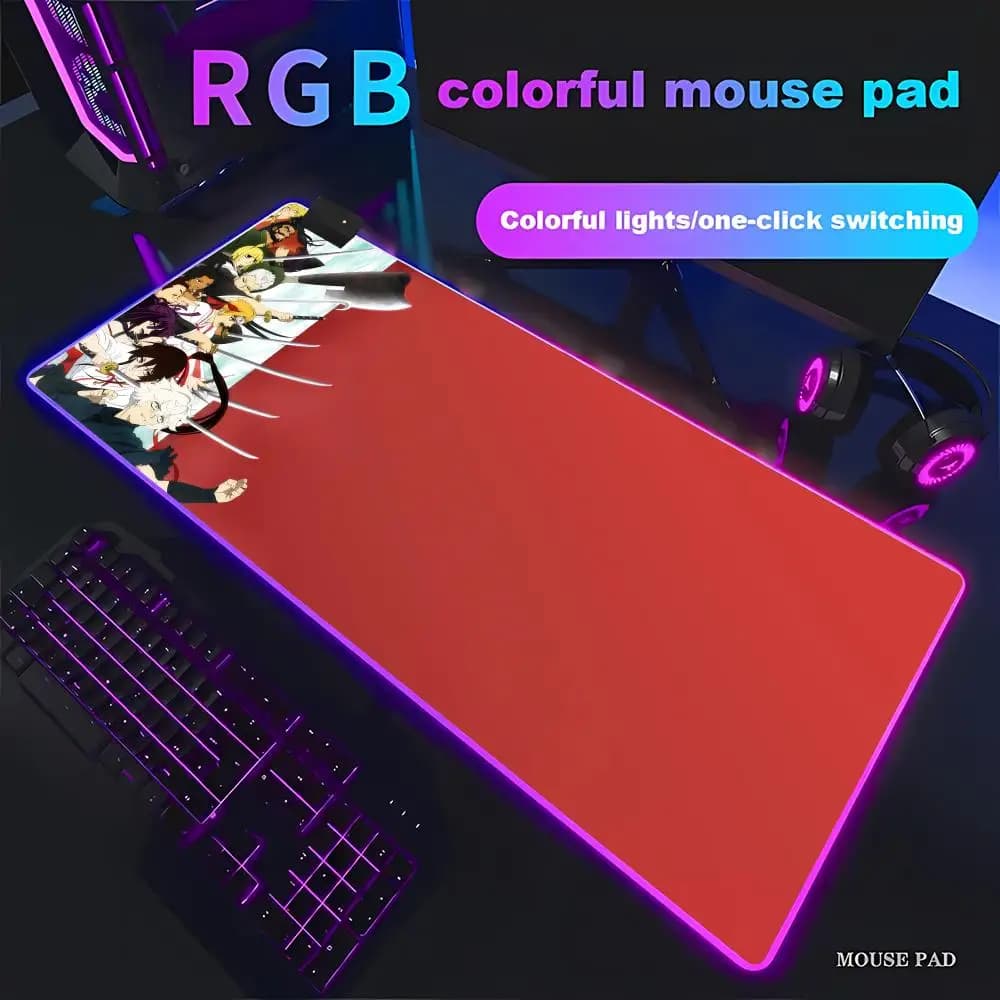 Anime Hells Paradise Jigokuraku Gabimaru RGB Gaming Mouse Pad HD Gamer Great with XXL LED light for PC Computer Anti-slip