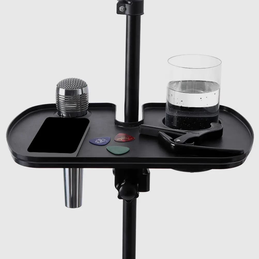 Vassoio per microfono in PP resistente con clip, altezza regolabile, per scheda audio live, porta microfono, telefono, plettri per chitarra e porta bicchieri
