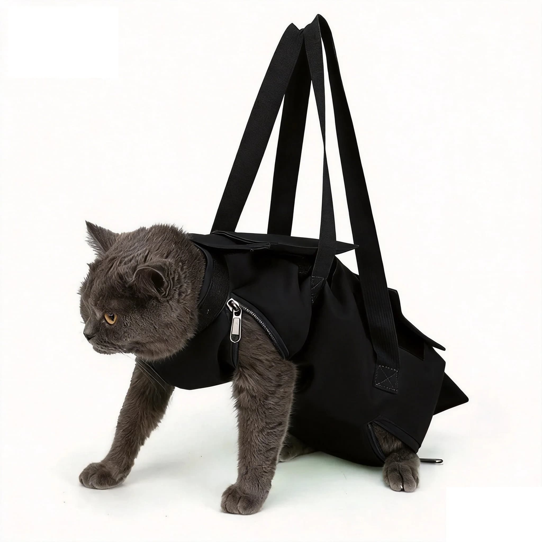 Zaino da viaggio pieghevole per gatti, borsa trasportino portatile e traspirante anti-morso per animali domestici, ideale per vaccinazioni e bagno all'aperto