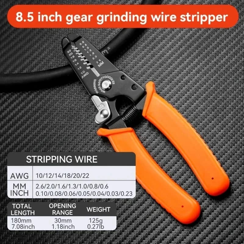 Professional Heavy Duty Multi-function Wire Stripper Crimper Pliers Cable Stripping Cutting Crimping Tool for Electricians & DIY