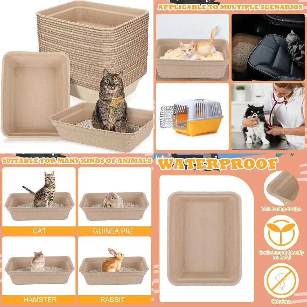 Lettiere di carta usa e getta per gatti, gattini, criceti e porcellini d'India - Confezione da 30, portatili, 16,7 x 12,8 x 4,1 pollici