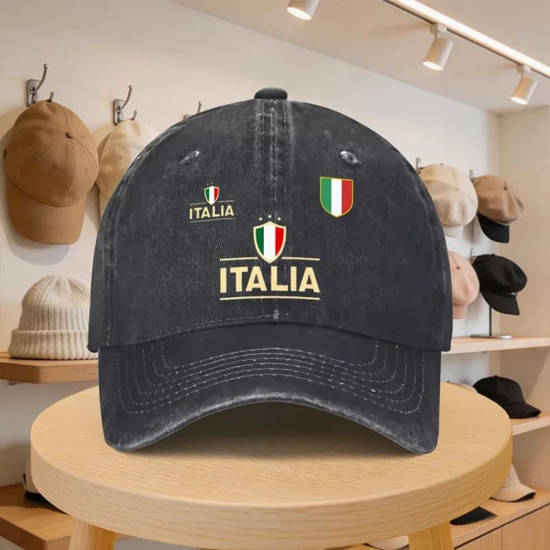 Men's Adjustable Baseball Cap with Italian Shield Logo – Stylish Casual Hat for Spring Autumn Beach Vacation – Multiple Colors
