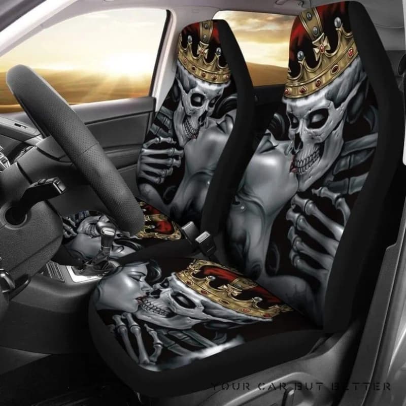 King Queen Skull Flag Car Seat Covers, Boho Car Seat Covers, Car Seat Covers, Car Seat Covers for Vehicle, Vintage Car