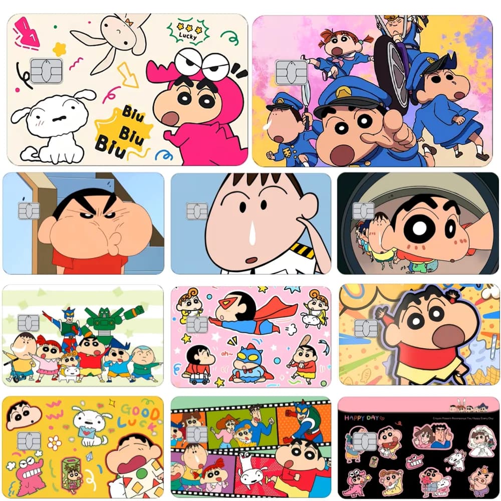 Kawaii Crayon Shin-Chan 2.5D HD Pellicola in PVC Nastro Pelle per Carta di Debito di Credito Adesivi Impermeabili Resistenti ai Graffi Piccoli Chip Regali