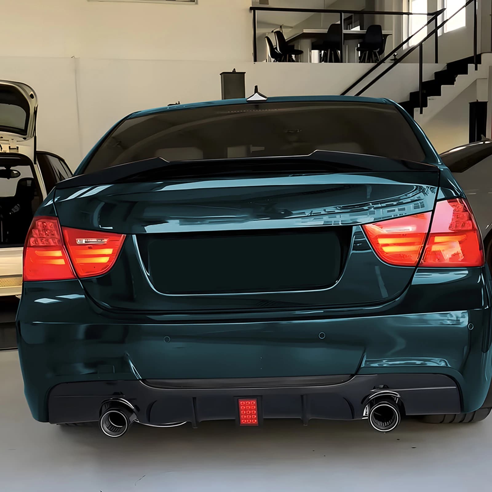 Rear Rear Bumper Lip W/ Light Splitter Spoiler Diffuser Lips Trim For BMW 3 Series E90 E91 M Sport 2005-2012 Auto Accessories