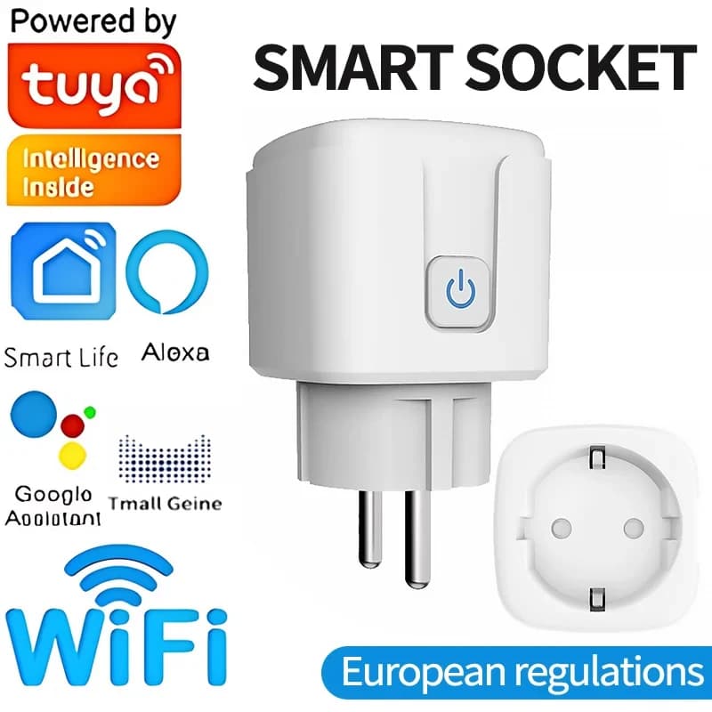 16A/20A smart WiFi plug (EU standard) - Power, timing and APP control monitor, compatible with Alexa/Google Home