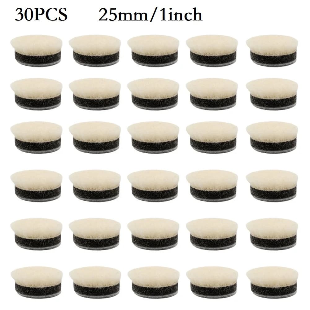 30 pz 1 pollice 25mm tamponi per lucidatura in lana strumento di pulizia per lucidatura del vetro per lucidatrice per auto per lucidatrice strumenti di pulizia set bianco