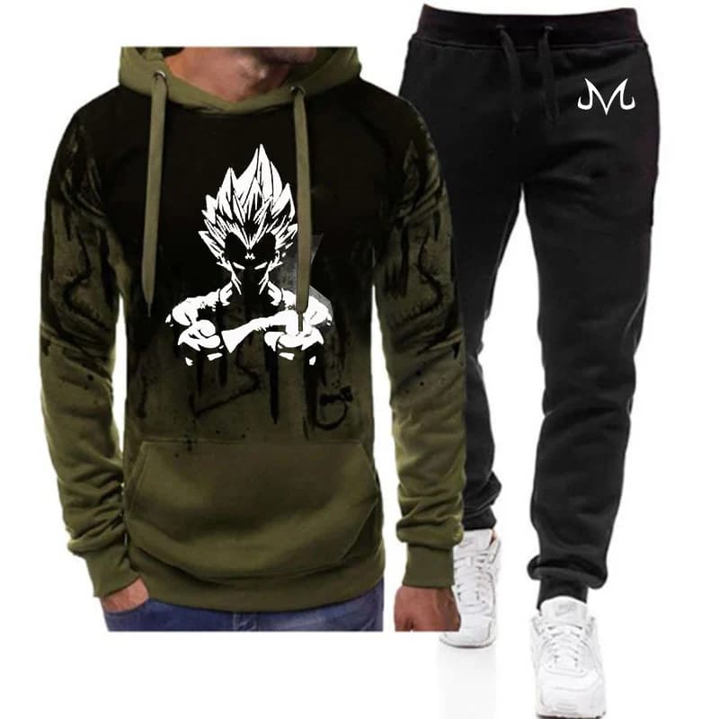 Completo da Uomo 2026 Dragon Ball Vegeta con Stampa Anime, Nuovo Completo Casual Comodo Primaverile e Autunnale con Felpa con Cappuccio e Pantaloni a Colore Sfumato