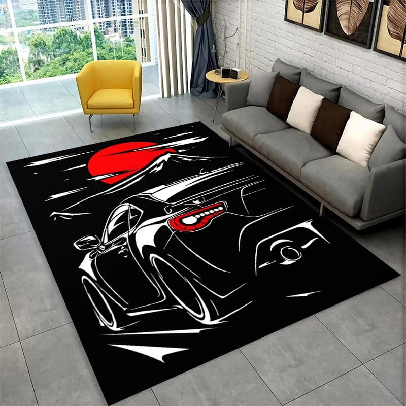 Racing Car T-Toyoto Sign Non-Slip Area Rug for Living Room,Bedroom,Playroom,Soft Carpet Floor Mat Home Decor Rug Kids Room