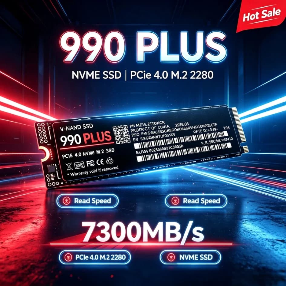 990 Plus NVMe M.2 2280 PCIe 4.0 SSD 500GB to 4TB up to 7300MBs storage for PS5 consoles gaming laptops desktops low power