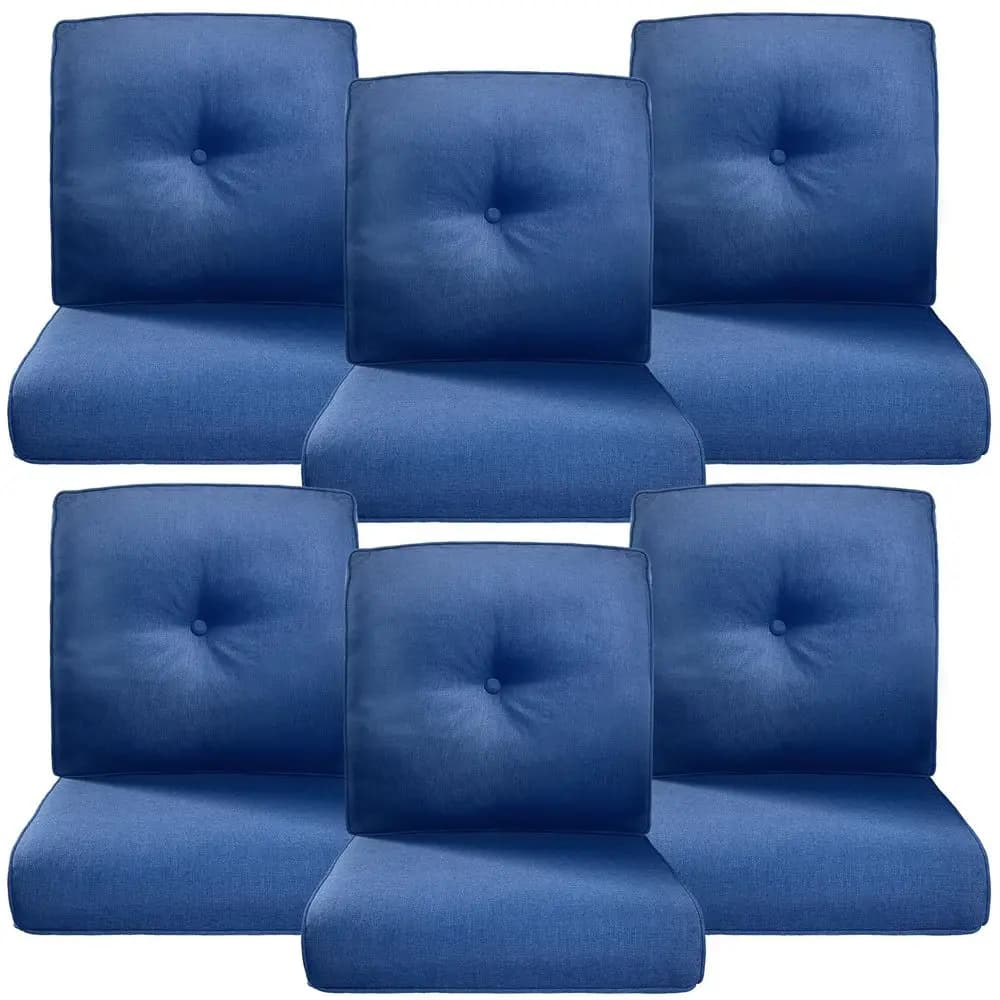 Cuscini da esterno di lusso, spessi, set da 6, 22x24 pollici, imbottitura in spugna 28D, resistenti allo sbiadimento, impermeabili, rimovibili, per patio.