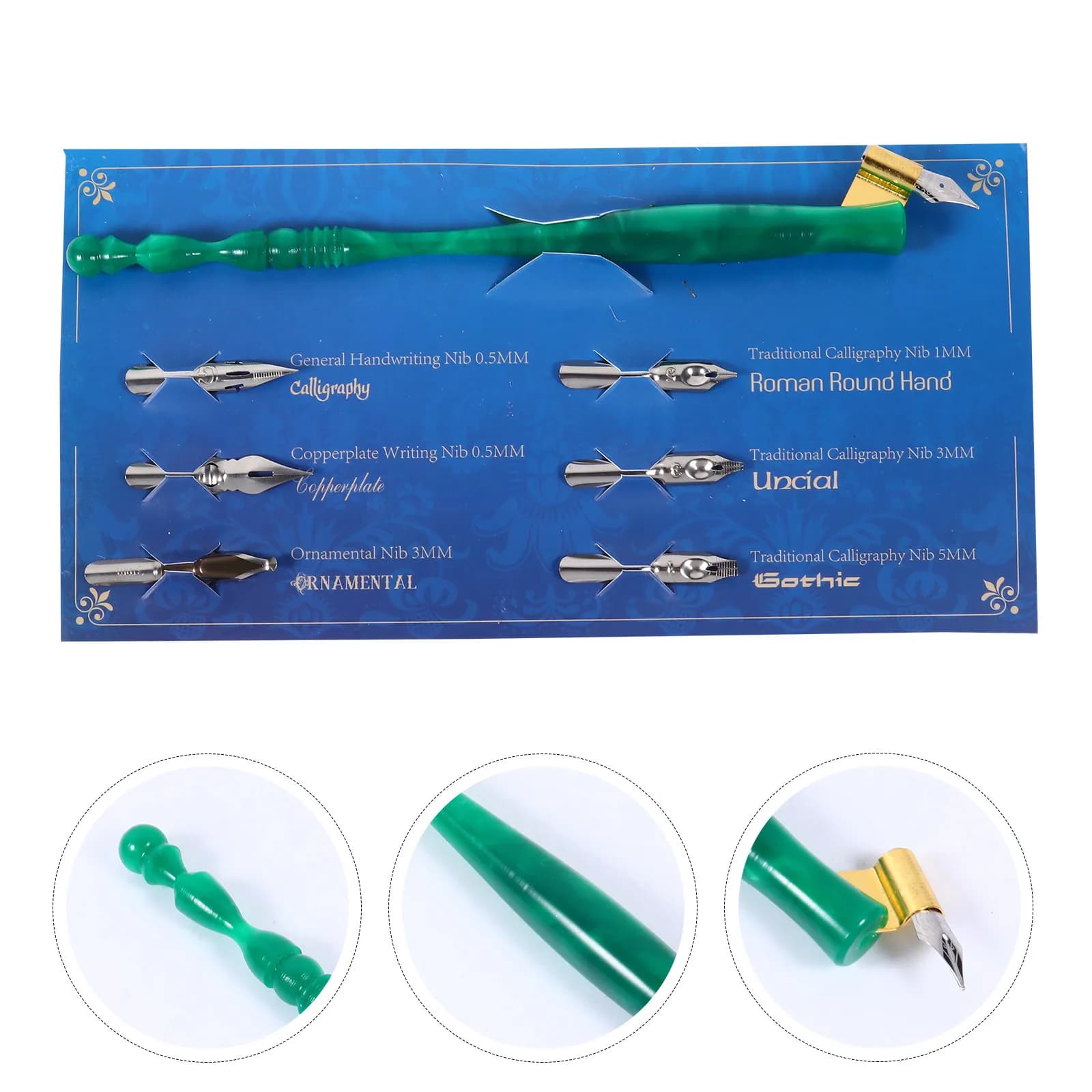 1Set Vintage Dip Pen Set with 6 Replaceable Nibs High-Quality Stainless Steel Calligraphy Starter Kit for English Calligraphy