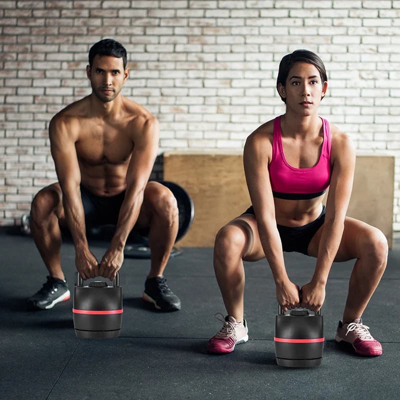 DUTRIEUXChaleira adjustable for strength training 6 weight settings from 8-40 pounds Kettlebell single with plates