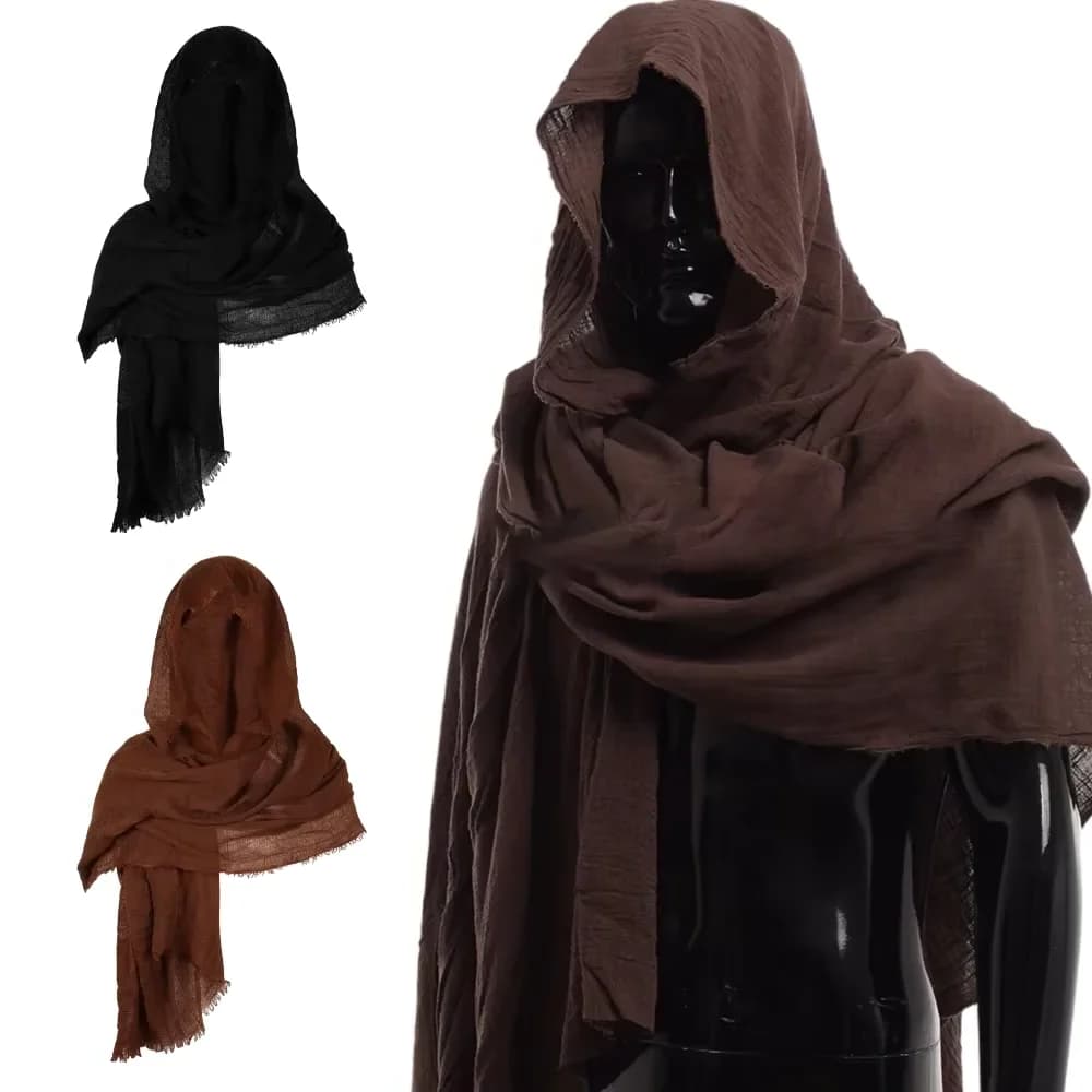 Carnival Men's Medieval Retro Hood Scarf, Pirate Wrap Cloak Renaissance Style for Halloween Masquerade Cosplay Costumes Props