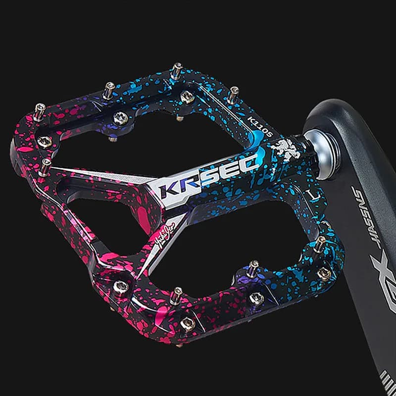 Pedale per mountain bike ultraleggero Piede piatto Lega di alluminio CNC antiscivolo 3 cuscinetti Parti di ciclismo per pedali per bicicletta MTB larghi