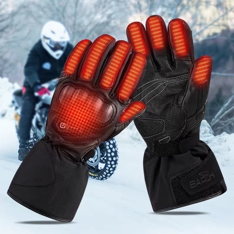 Winter Wireless Waterproof Electric Warm Rechargeable Battery Powered Heated Leather Motorcycle Riding Gloves