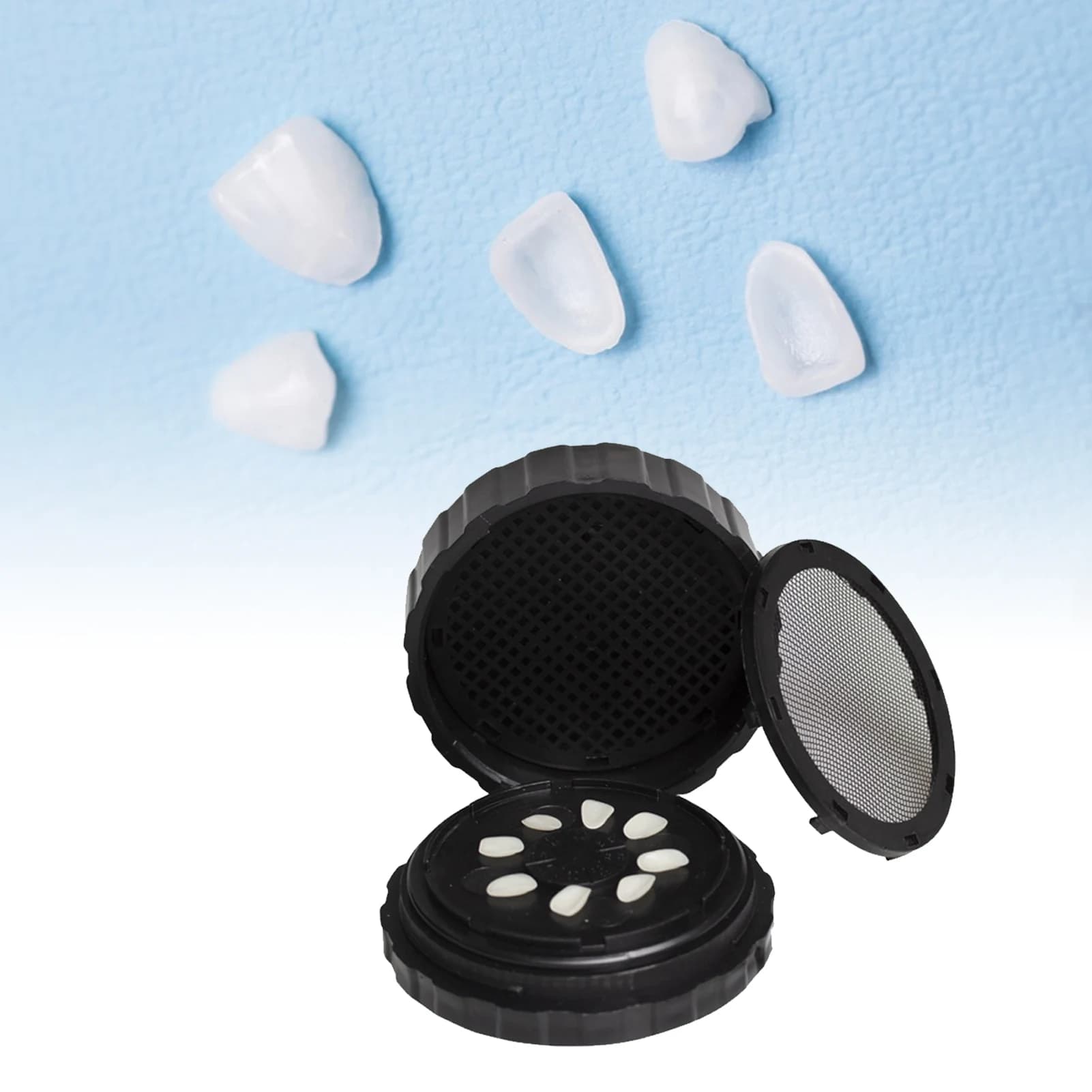 Round Box for Dental Veneer Machining Tool Box for Prosthetic Veneer Reusable Black Prosthesis Box with Replacement Bearing