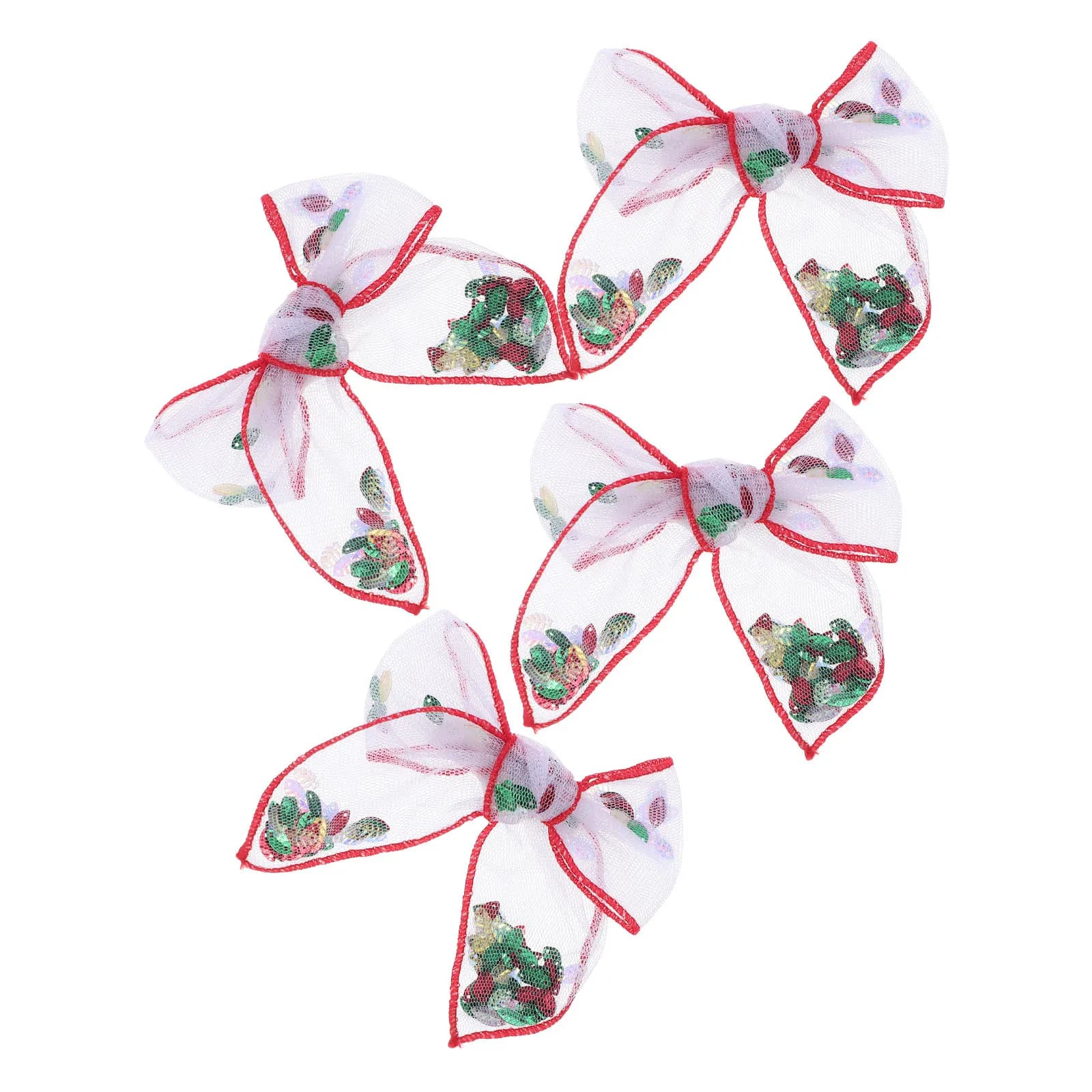 4Pcs Red Mesh Bowknot Hair Clips for Girls Lightweight Breathable Tulle Ruffled Mini Bow Barrettes Side Clip Secure Comfortable