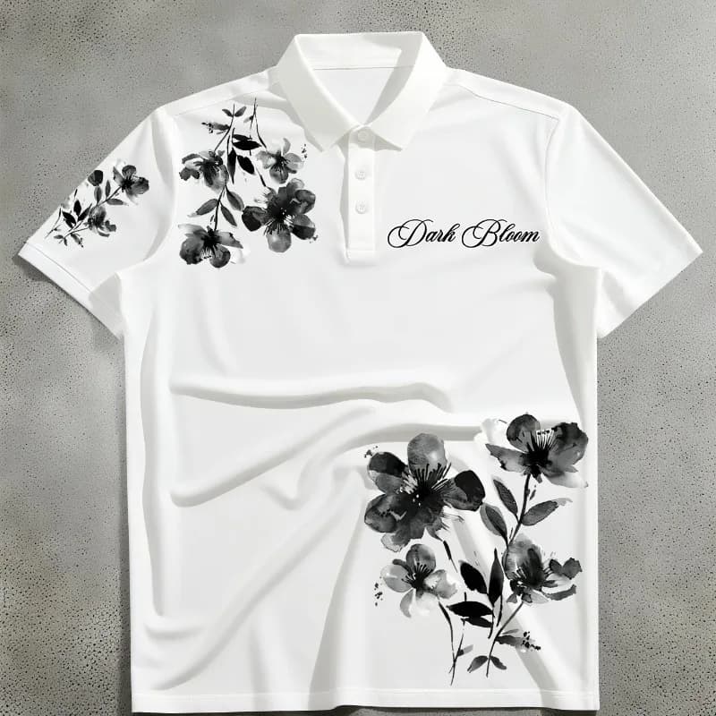 Men's Short Sleeved Lapel POLO Ink Print Summer Letter Print Short Sleeved Y2K American T-shirt
