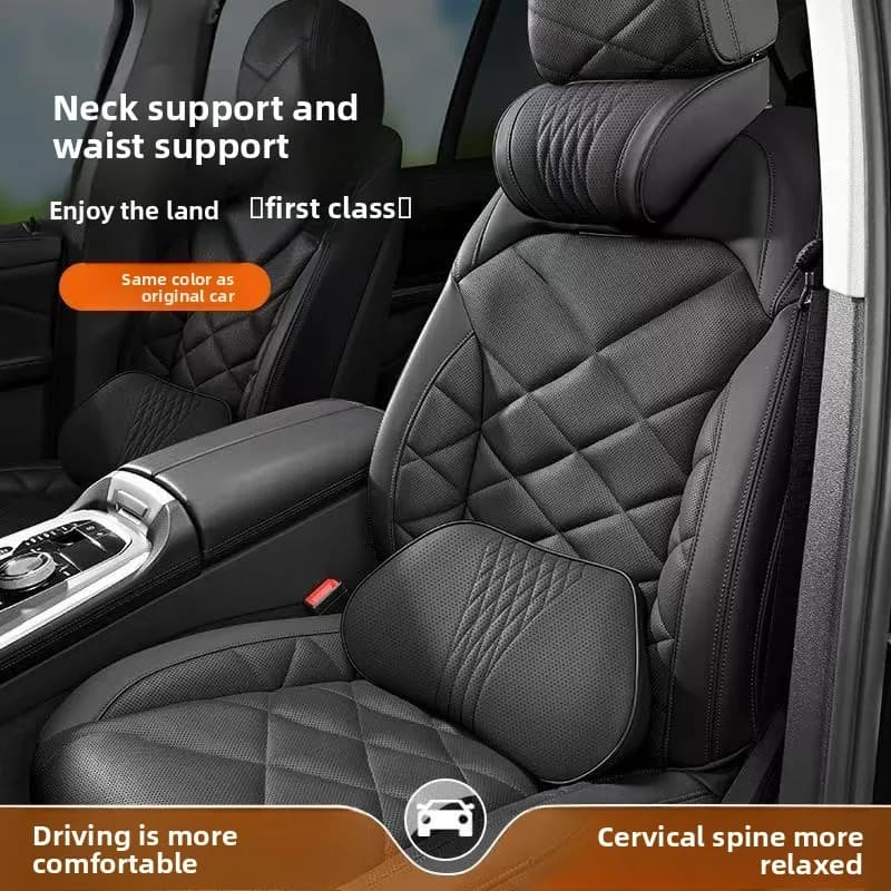 Car Neck Pillow and Lumbar Support, All-Season Universal, Breathable Seat Lumbar Cushion with Ergonomic Waist Contour