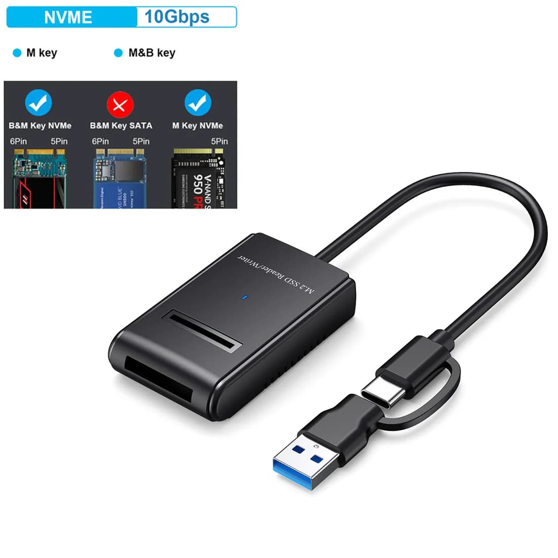 Cavo adattatore UTHAI da Type-C a M.2 NVMe SSD, lettore esterno USB 3.2 Gen2 per unità a stato solido per dispositivi mobili
