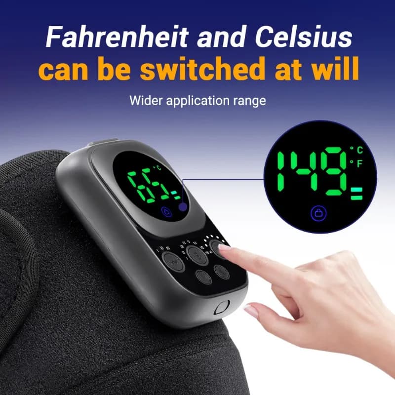 Ginocchiera riscaldata e vibrante Funzione di massaggio con riscaldamento a microcorrente, dispositivo per terapia di massaggio portatile con controllo wireless