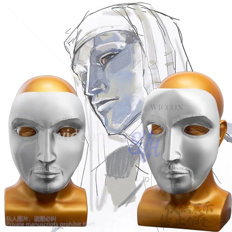 Horror Anime Baldwin IV Cosplay Silver Retro Face 3D Polylactic Acid Mask Movie Stage Halloween Christmas Gifts Cos Customized