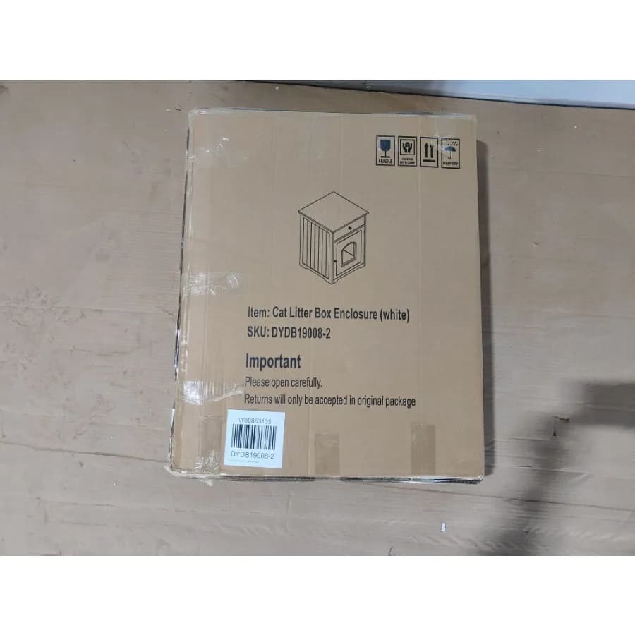 Cassetta per lettiera per gatti in legno per case per animali domestici con tavolino a cassetto Cassetta per animali domestici per interni Comodino per casa per gatti Bianco