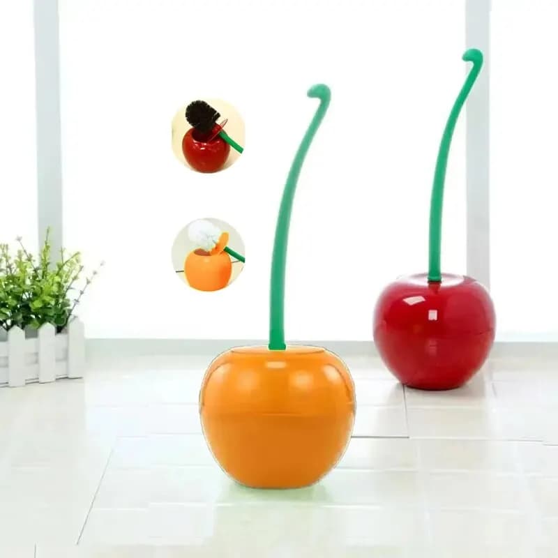 Set Portascopino per WC a Forma di Ciliegia, Rosso, Creativo e Adorabile, Accessori per il Bagno