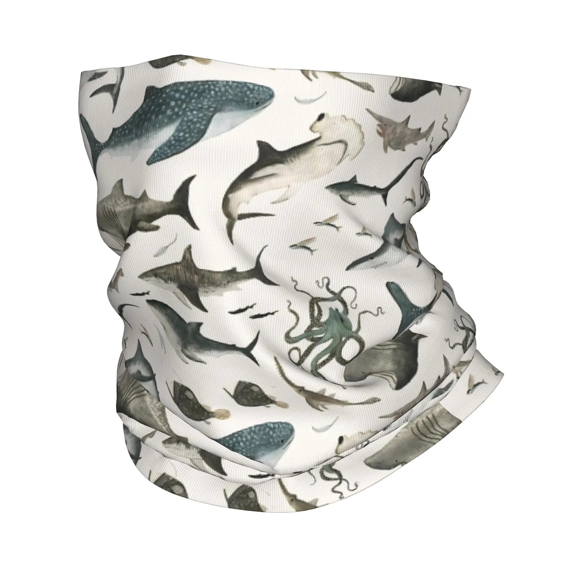 Sciarpa Bandana con Stampa Squali e Animali Marini, Copricollo, Sciarpa Avvolgente, Maschera Calda per il Viso, Unisex, Lavabile, per Adulti