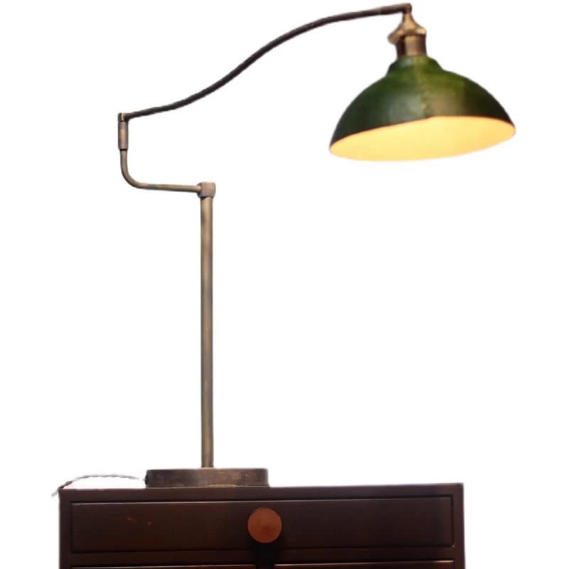 Lampada da scrivania in ottone verde scuro con bilanciere, design indipendente, retro, semplice, di nicchia, per studio, comodino, banco da lavoro