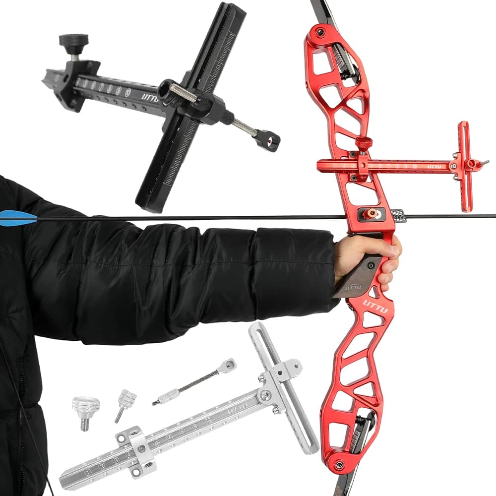 9 Inch Archery Recurve Bow Sight Adjustable Aluminum Alloy Universal for Target Practice Outdoor Training Competition Shooting