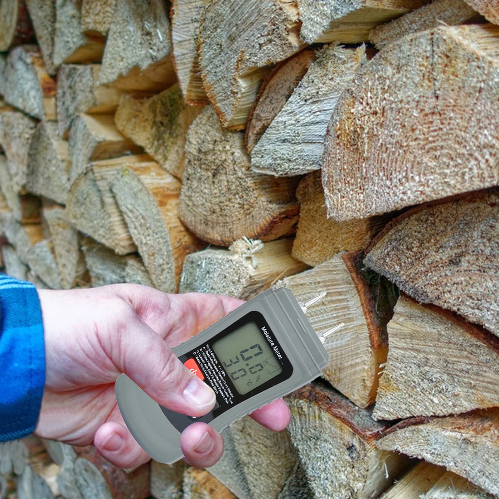 Wood Digital Humidity Content Tester W/ Temperature Moisture Analyzer Water Leak Detector for Firewood Lumber Home Inspections